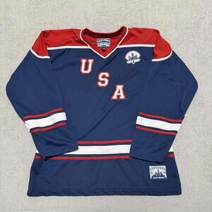 Vintage Steve & Barry’s USA Hockey Jersey #76 Navy Red White Adult XL Men’s